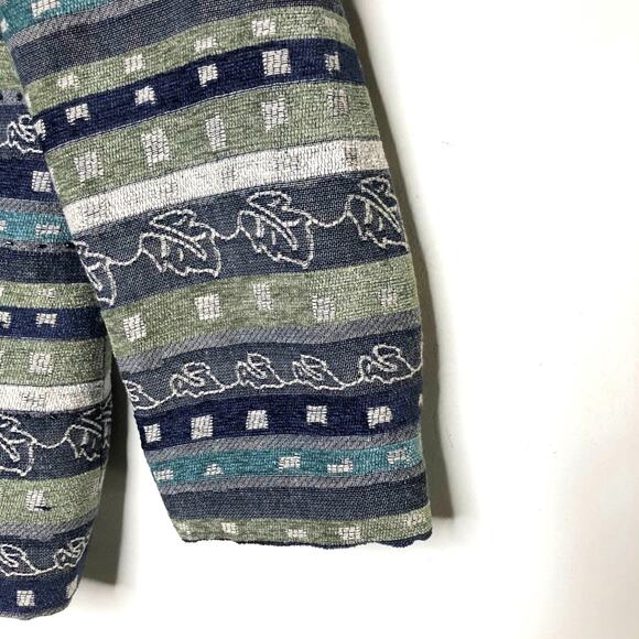 Alfred Dunner Wms 12 Embellished Leaf Print Open Front Blazer Jacket Lined - Picture 5 of 8